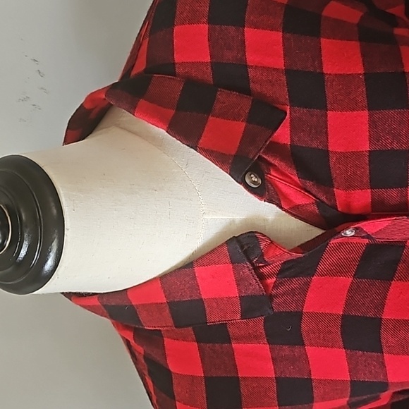 Maurices Red and Black Check Soft Flannel Button Down Shirt - Picture 4 of 12